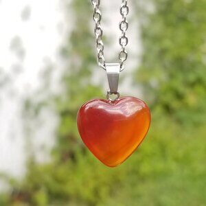 Carnelian Crystal Heart Necklace